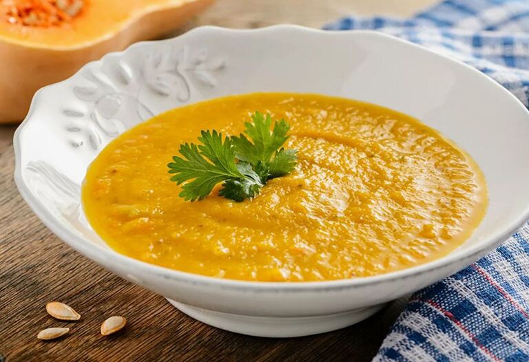 Pumpkin Pore Soup is a healthy and easy first course for treating gout. 